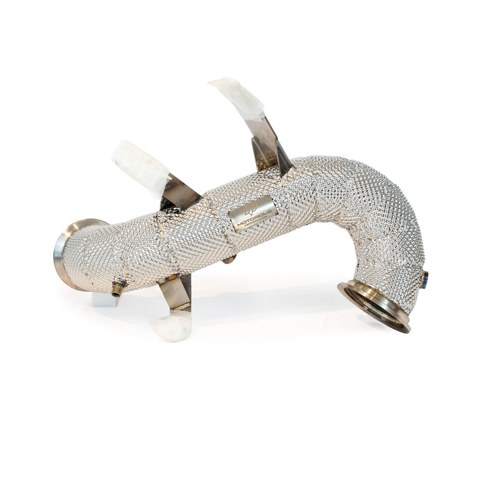 Motorious Performance Catless 3.5" Downpipe w/Heatshield -  Mercedes A45S/CLA45S/GLA45S AMG M139 - Motorious Performance